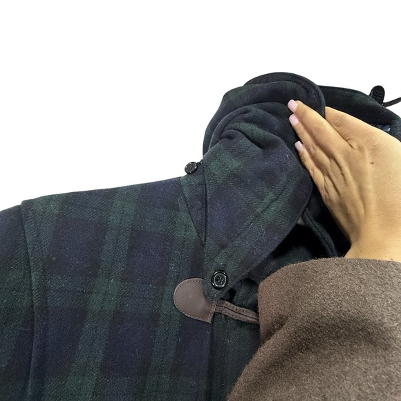 Vintage Polo Ralph Lauren Large Duffle Toggle Coat Jacket Rugby Hood Blackwatch - Picture 4 of 12